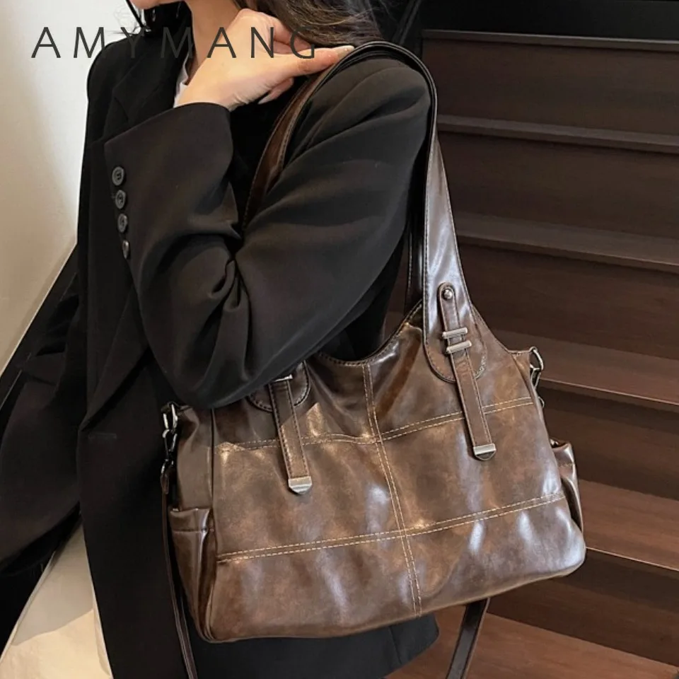 

Large Capacity Black Shoulder crossbody Bags for Women Shopper Sac Solid Color Quality Oil Leather Handbag Lady Travel Tote Bag