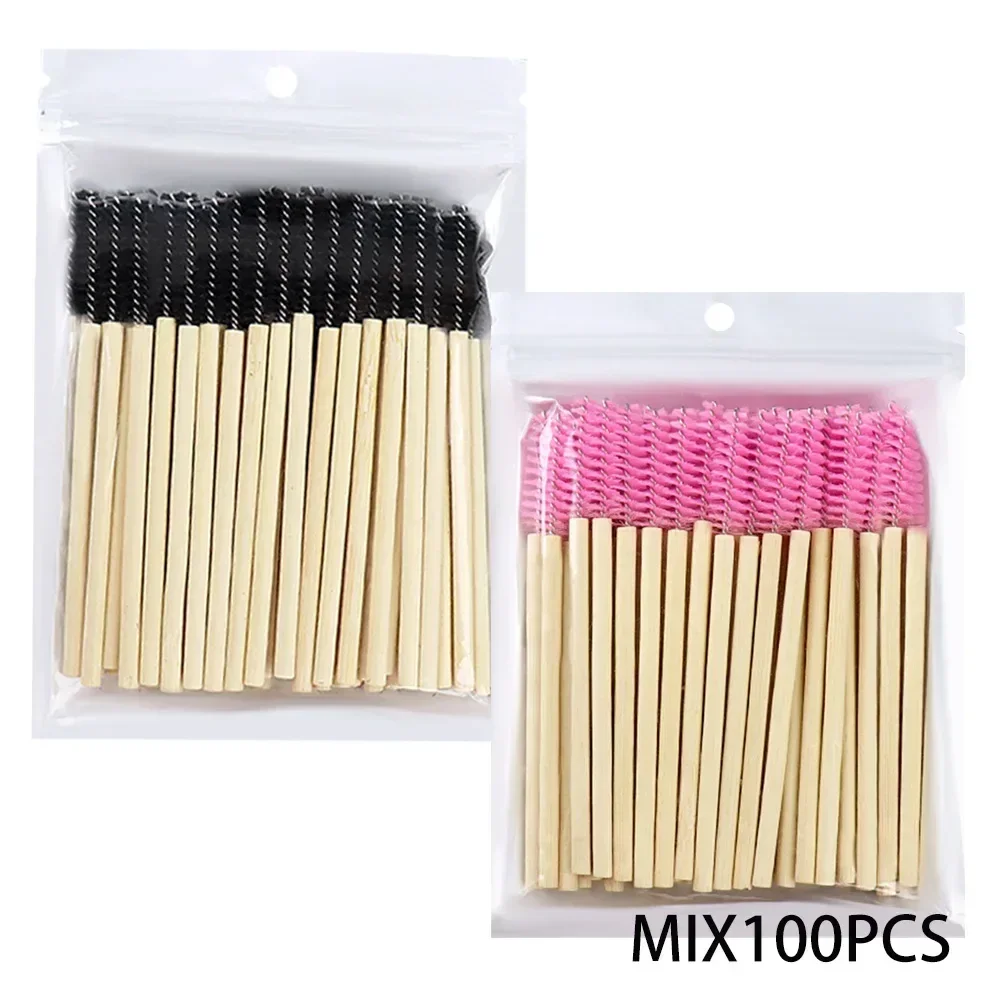 50/100/200pcs Bamboo Lip Brushes Lipstick Gloss Wands Applicator Eyelashes  Extension Brush Kit Makeup Tools Eyelash Accessories