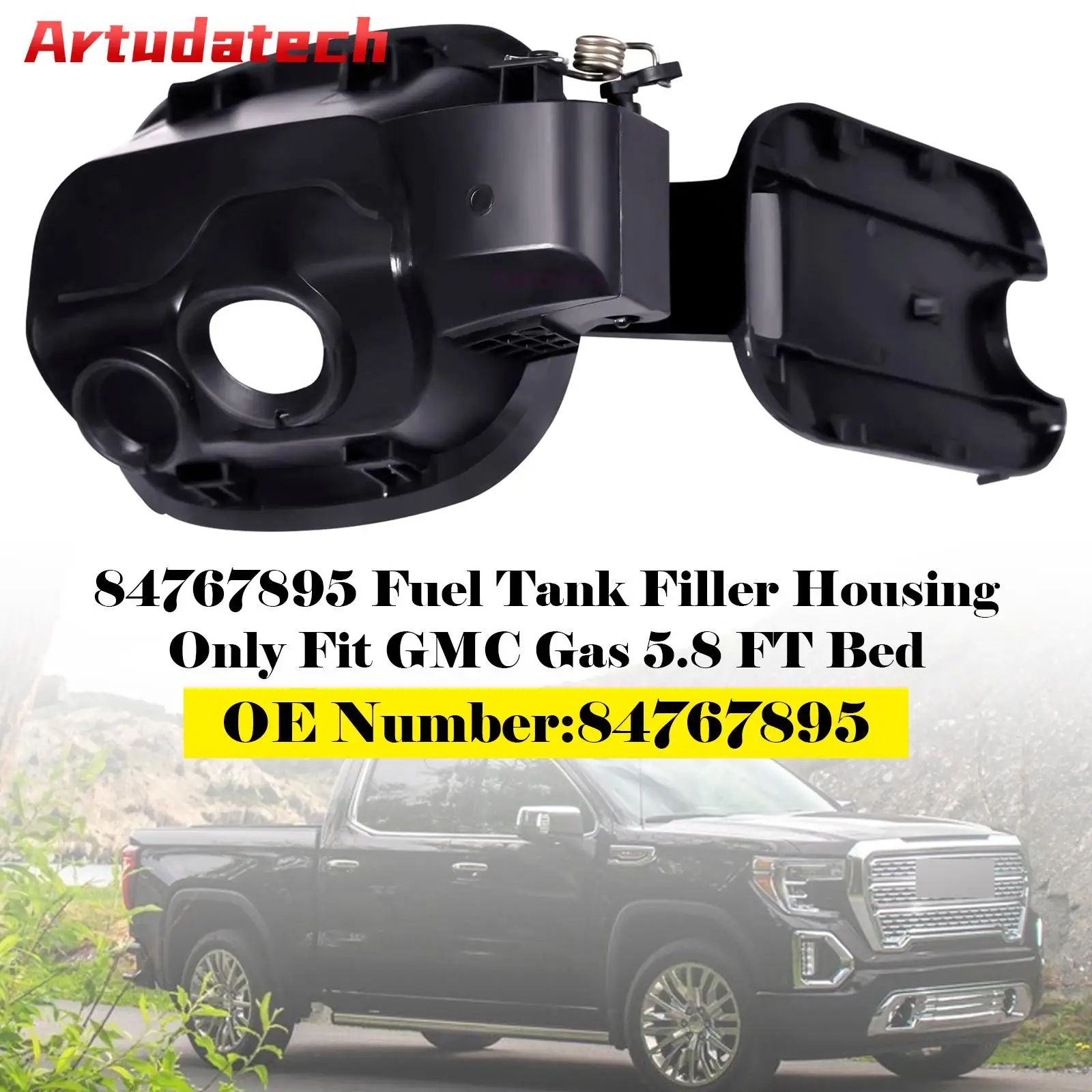 

Artudatech 84767895 Корпус заливной горловины топливного бака для Chevy Silverado 1500 19-25 5,8 футов, автомобильные аксессуары