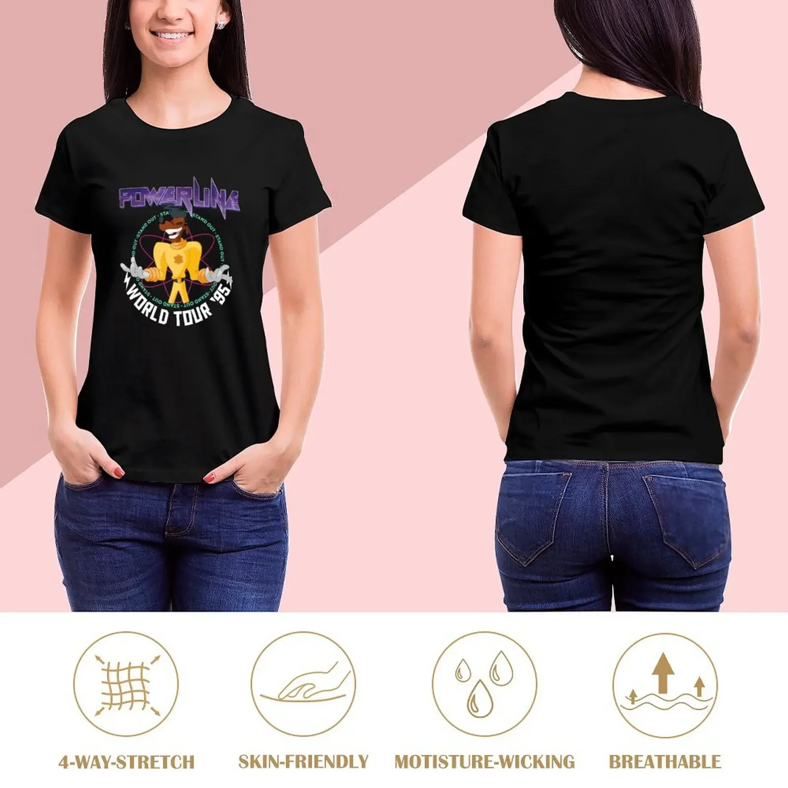 POWERLINE T-Shirt tops vintage clothes animal prinfor funnys rock and roll t shirts for Women