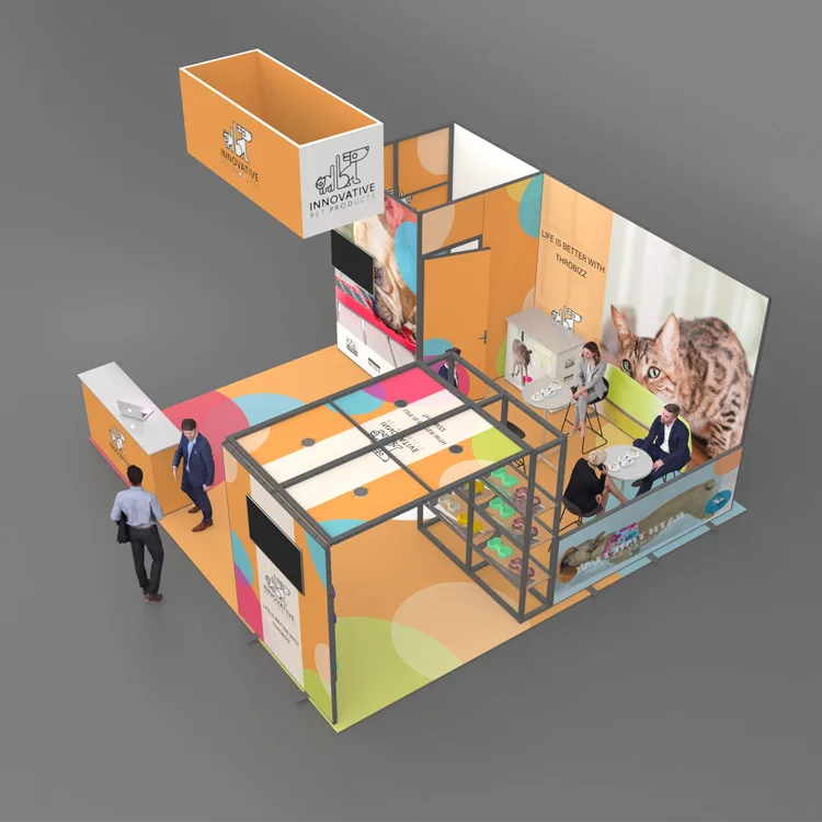 20x20 6x6 suporte de exposição modular reutilizável da exposição comercial feita sob encomenda com suporte da TV