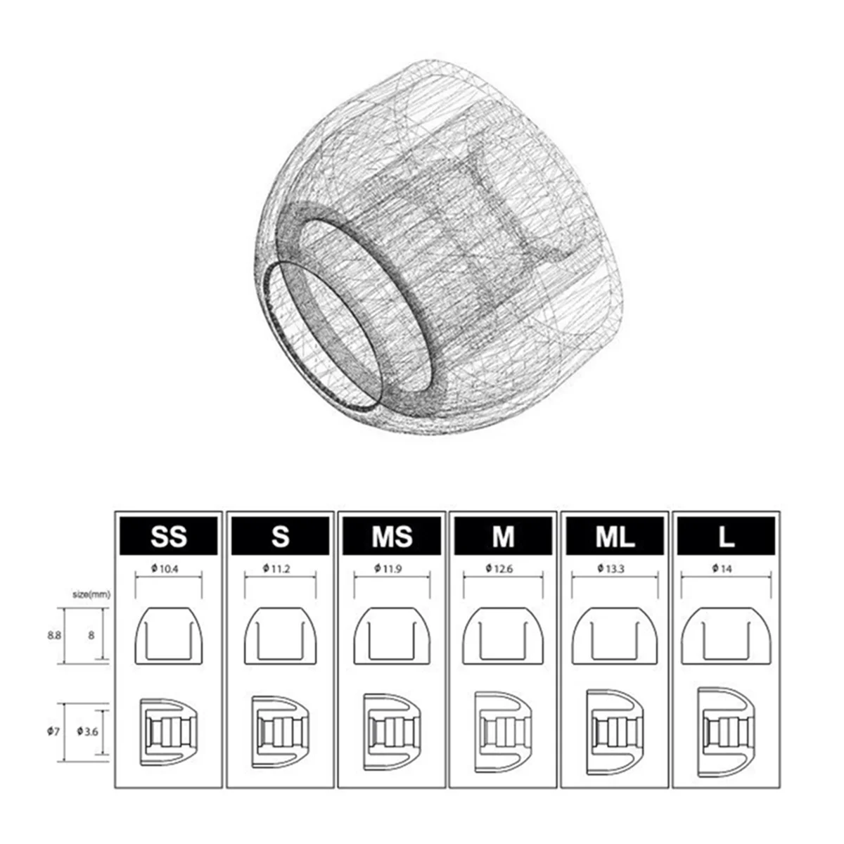 A57G-For AZLA Xelastec Eartips In-Ear Monitor IEM HiFi Wf1000xm4 1697ti Qdc Earplug TPE Material Anti Slip Filter D