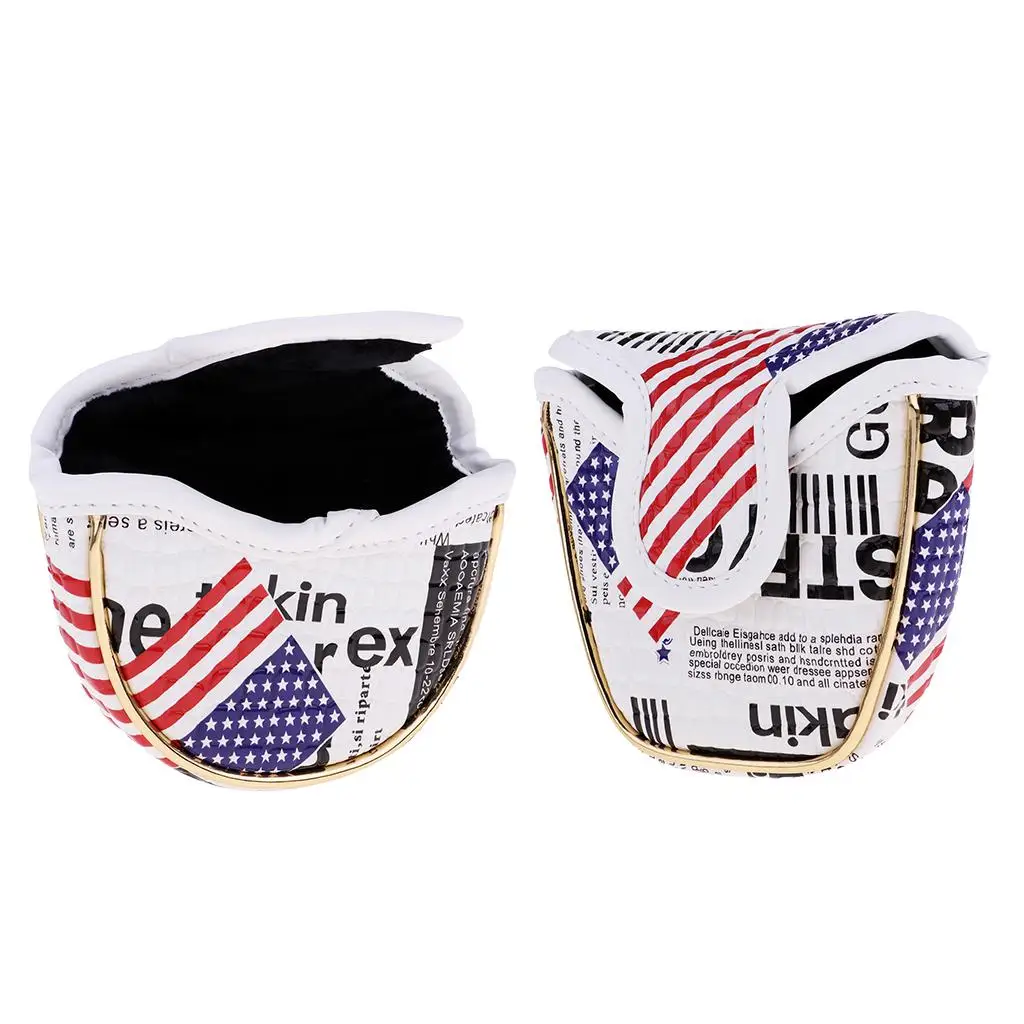 Patriotic Golf Putter Cover Semicircle PU Material Protective Head Cover for Golf Gear