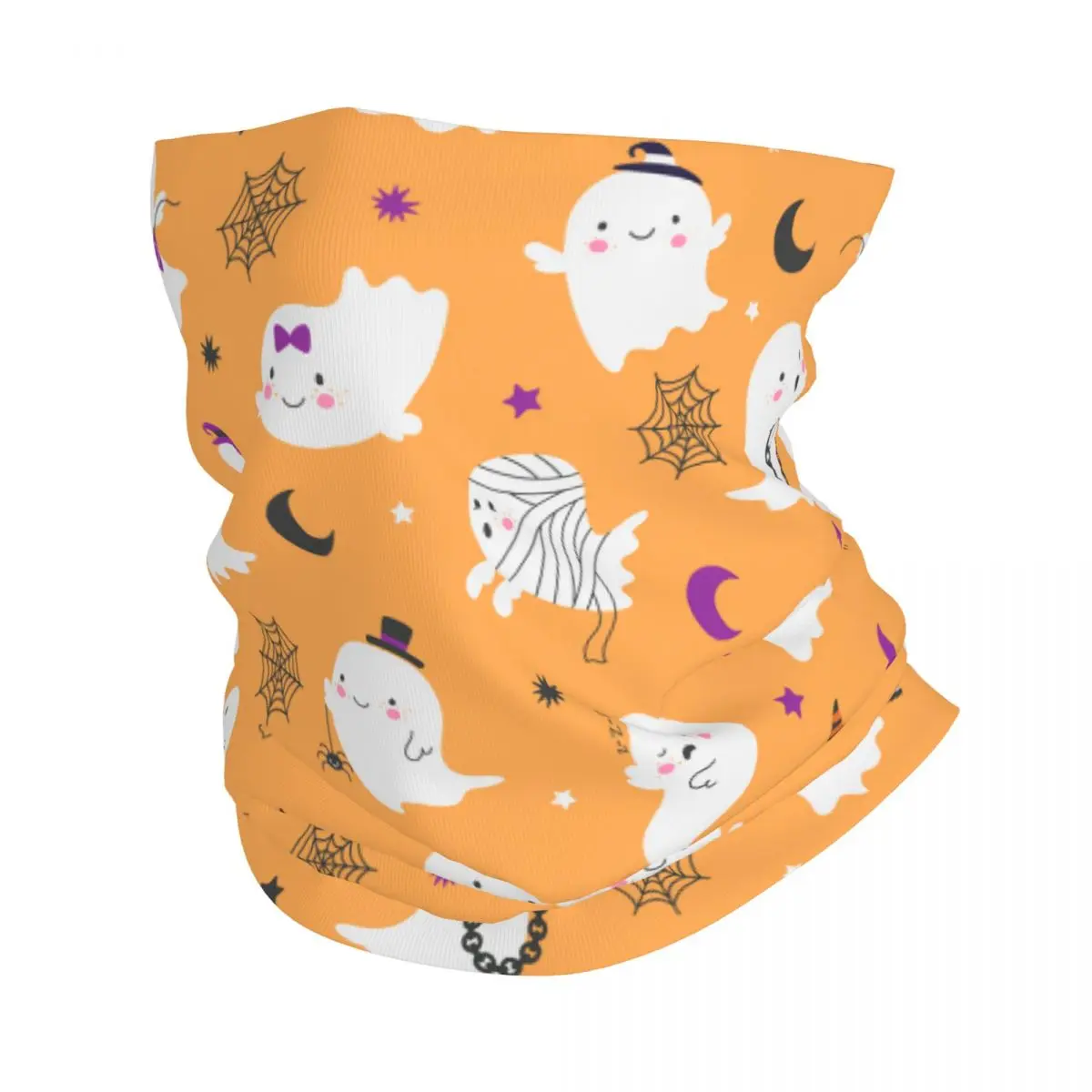 Goth Ghost Spider Web Bandana Neck Gaiter Printed Cartoon Halloween Balaclavas Mask Scarf Multi-use Headwear Fishing Outdoor