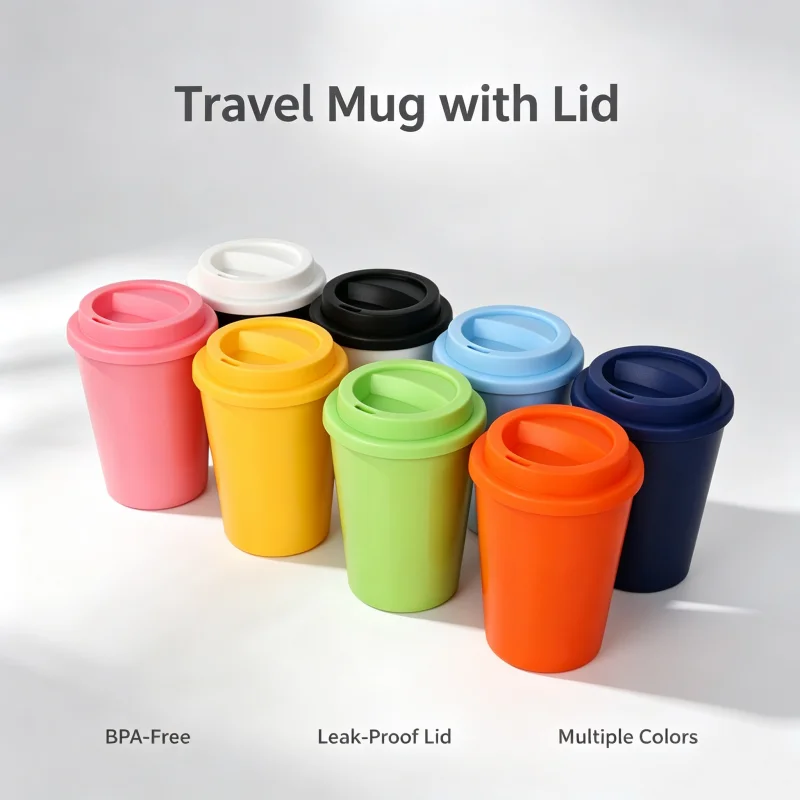 2Pcs 12OZ/350ML Reusable Thickened Plastic Coffee Mug with Lid Handy Cup Color Milk Mug Eco-friendly Beverage Container