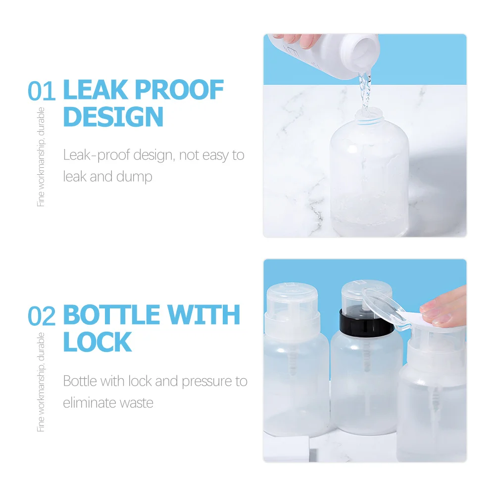 4Pcs Nail Polish Remover Bottles Pressing Liquid Dispensers 200ml No Press Sturdy Leakproof Travel Makeup Toner
