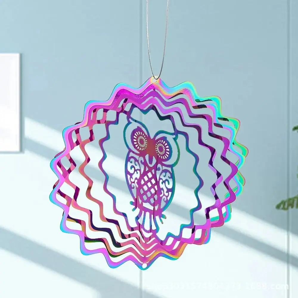 3D Wind Spinner Catcher Gradient Color Flowing Light Effect Wind Chime Pendant Colorful Hanging Decor