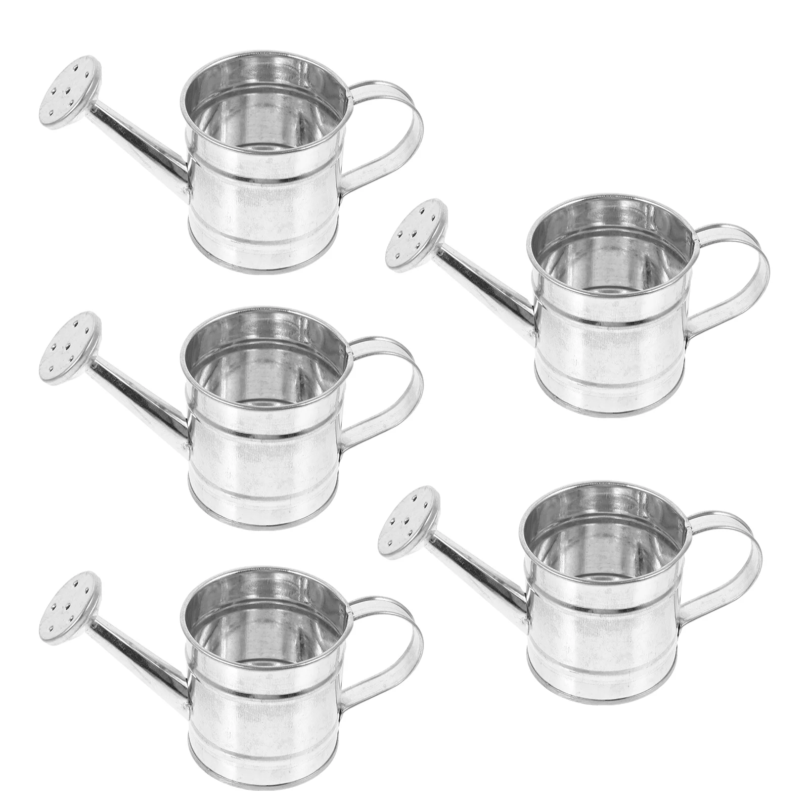 5PCS Mini Iron Pottery Watering Can Set Decorative Kettle Plant Pot Iron Miniature Kettle Model Miniature Watering for