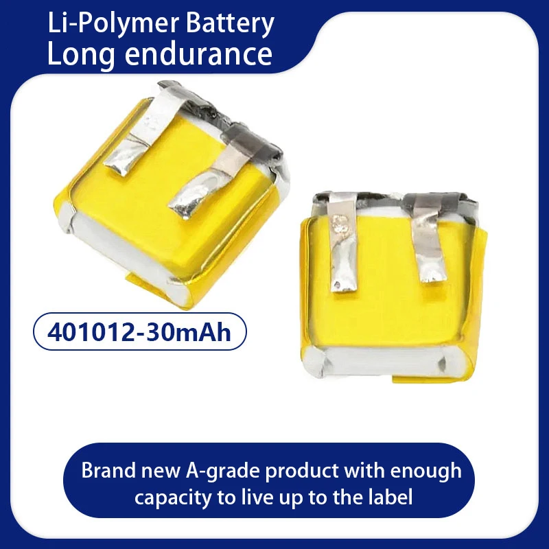 401012 30mAh 3.7V Lithium Polymer Rechargeable Battery For MP3 MP4 GPS TWS Bluetooth Headset Hearing Aid Smart Wear LED Light