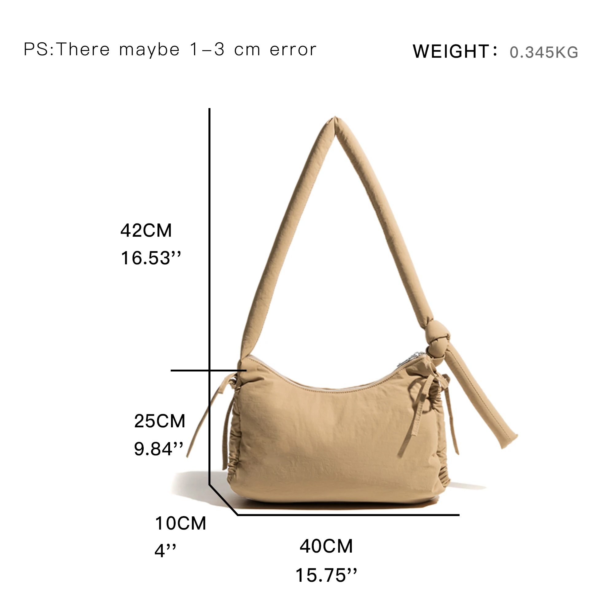 MABULA Tassel Puffer Messenger Bag for Women Solid Knoted Handle Cotton Sling Crossbody Purse Simple Elegant Girl\'s Hobo Pack