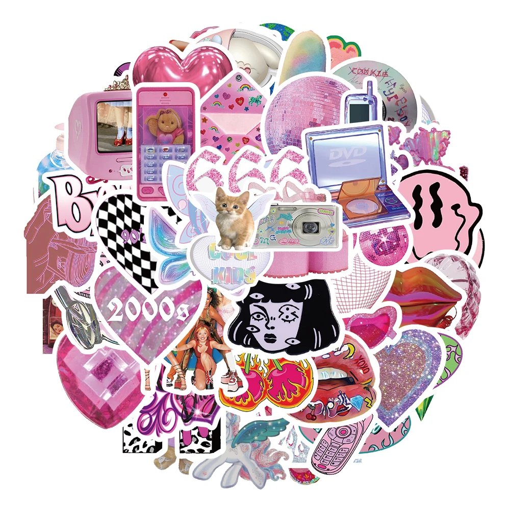 สติกเกอร์ลายกราฟฟิตี้สไตล์ Vapor Wave Y2K 50 ชิ้น สำหรับตกแต่งเคสมือถือ แก้วน้ำ กีตาร์ สติกเกอร์กันน้ำแบบสร้างสรรค์