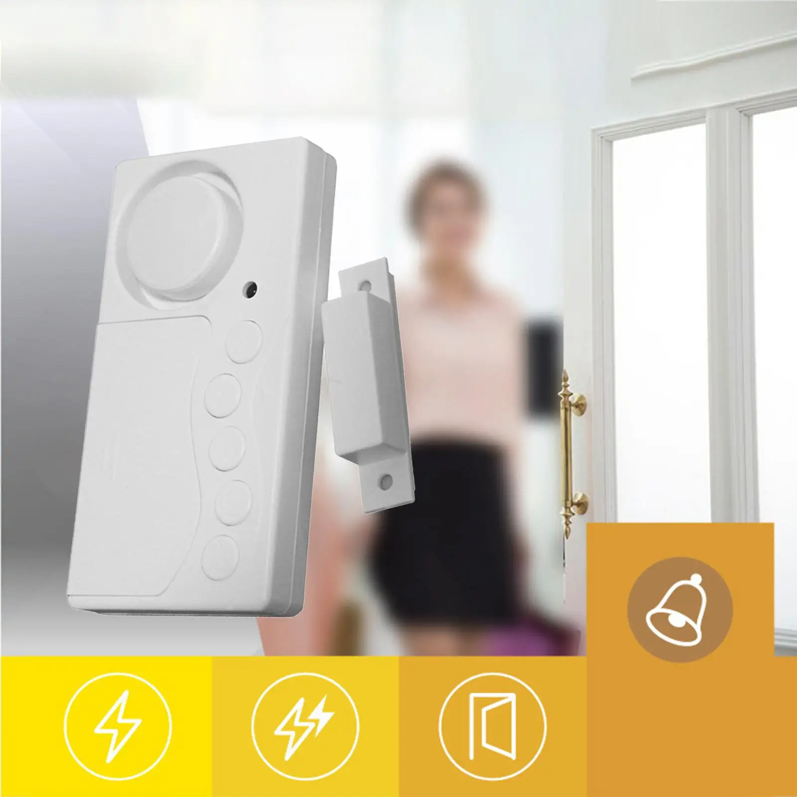 

Door Sensor Alarm Security Alarm Open Detection with 3/15/30/60s Delay entry alarm for Store Apartment Office RV