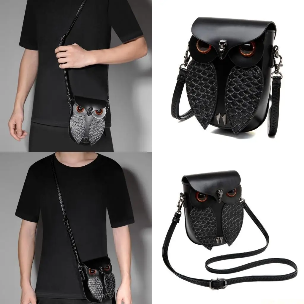 

X90D Eye Catching PU Leather Shoulder Bag with Distinctive Punk Aesthetic and Creative Decorations Crossbody Bags for Women