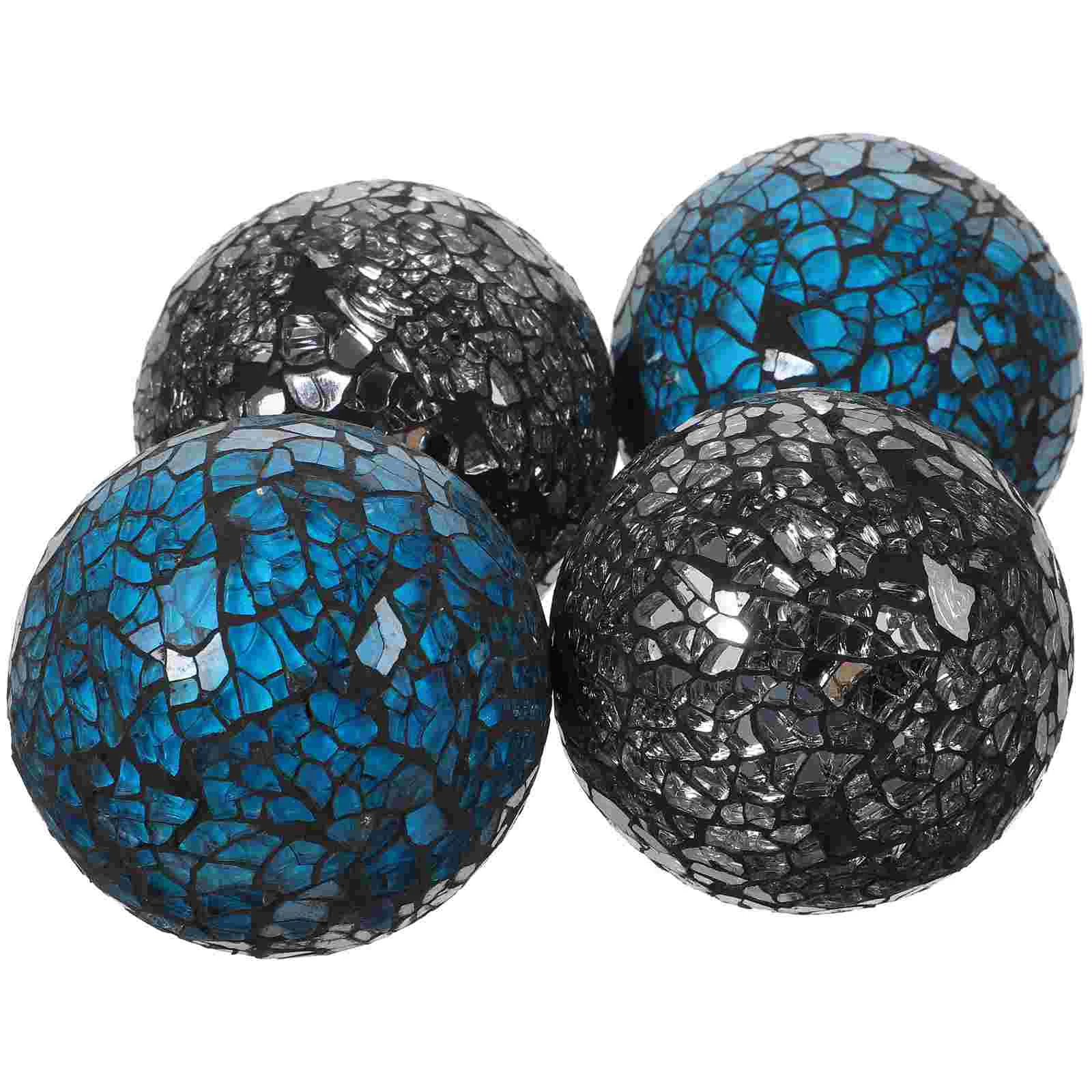 

4 Pcs Mosaic Ball Sophisticated Decor Ornament Sphere Decorate Desktop Tabletop Glass Charming