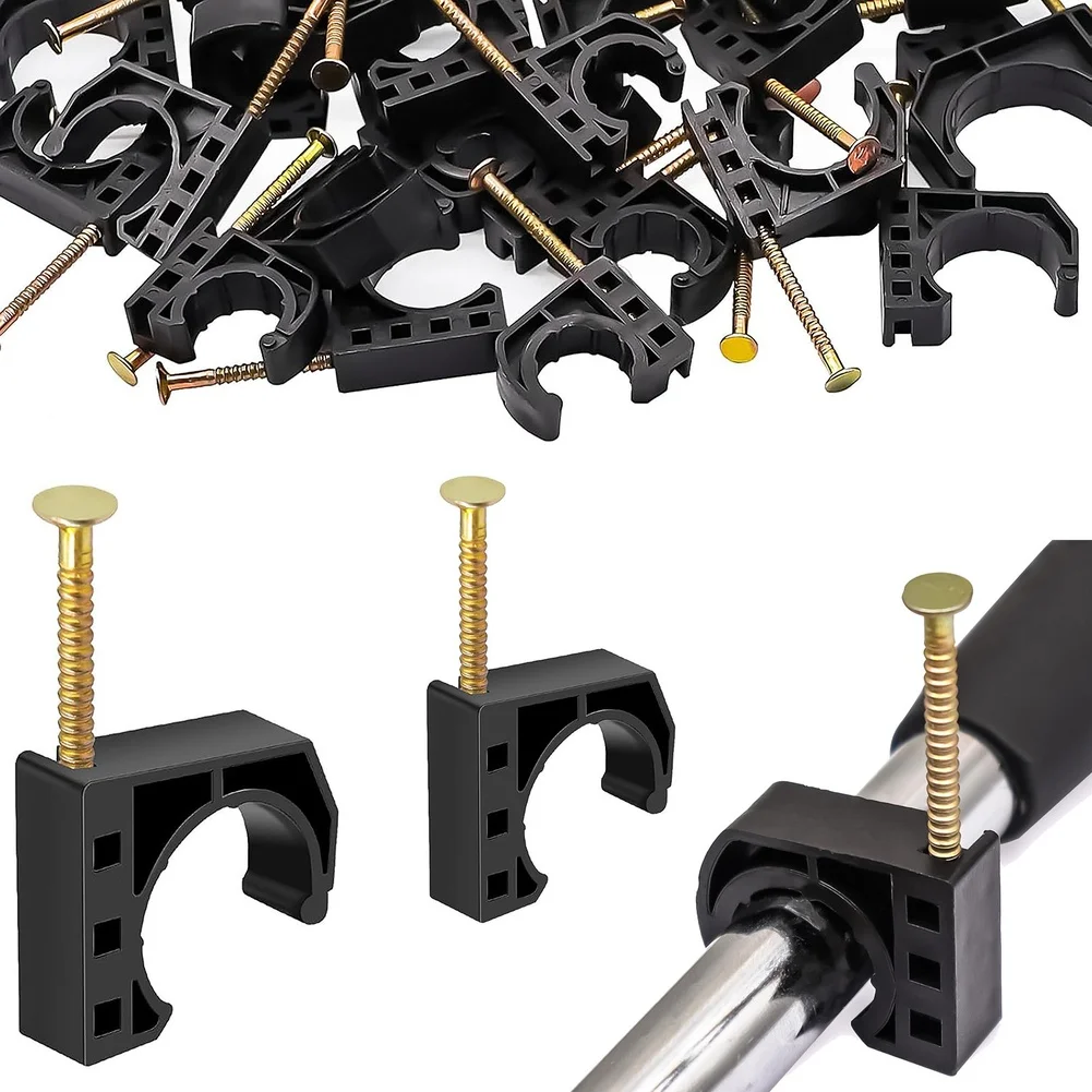 50Pcs 1/2 Inch J Hook Pipe Clamp With Nails Hose Pipe Tube Clamps Pipe Strap Hanger Clamp For PEX Copper CPVC PVC Metal Pipe