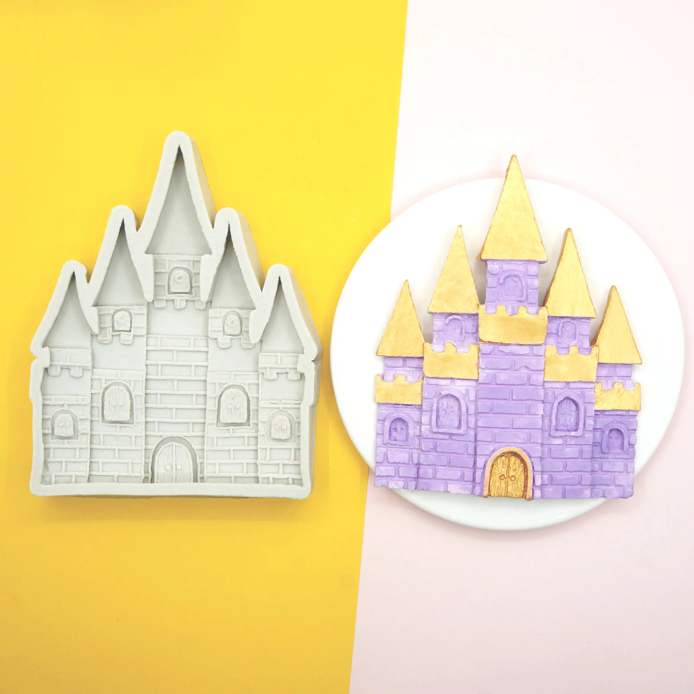 

Castle Shape Silicone Mold Fondant Chocolate Dessert Mold Baking Tool Resin Gumpaste Soap Candle Pastry Resin Clay Resin Mold