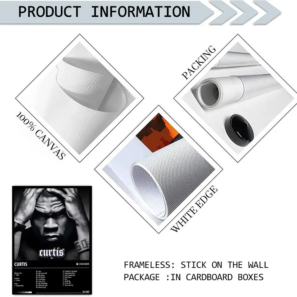 مغني الراب 50 C-Cents المغني اللوحة الخط قماش HD ملصق جدار الفن الداخلية المدخل ديكور المنزل هدايا العيد