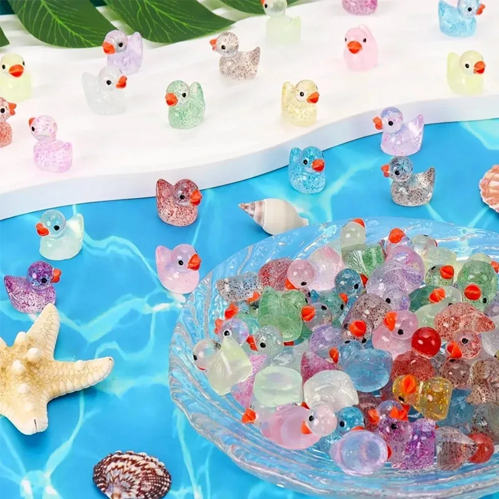 2027**~Glitter Miniature Resin Duck Mini Tiny Ducks for DIY Garden Micro Landscape Aquarium Potted Dollhouse Decoration Decor