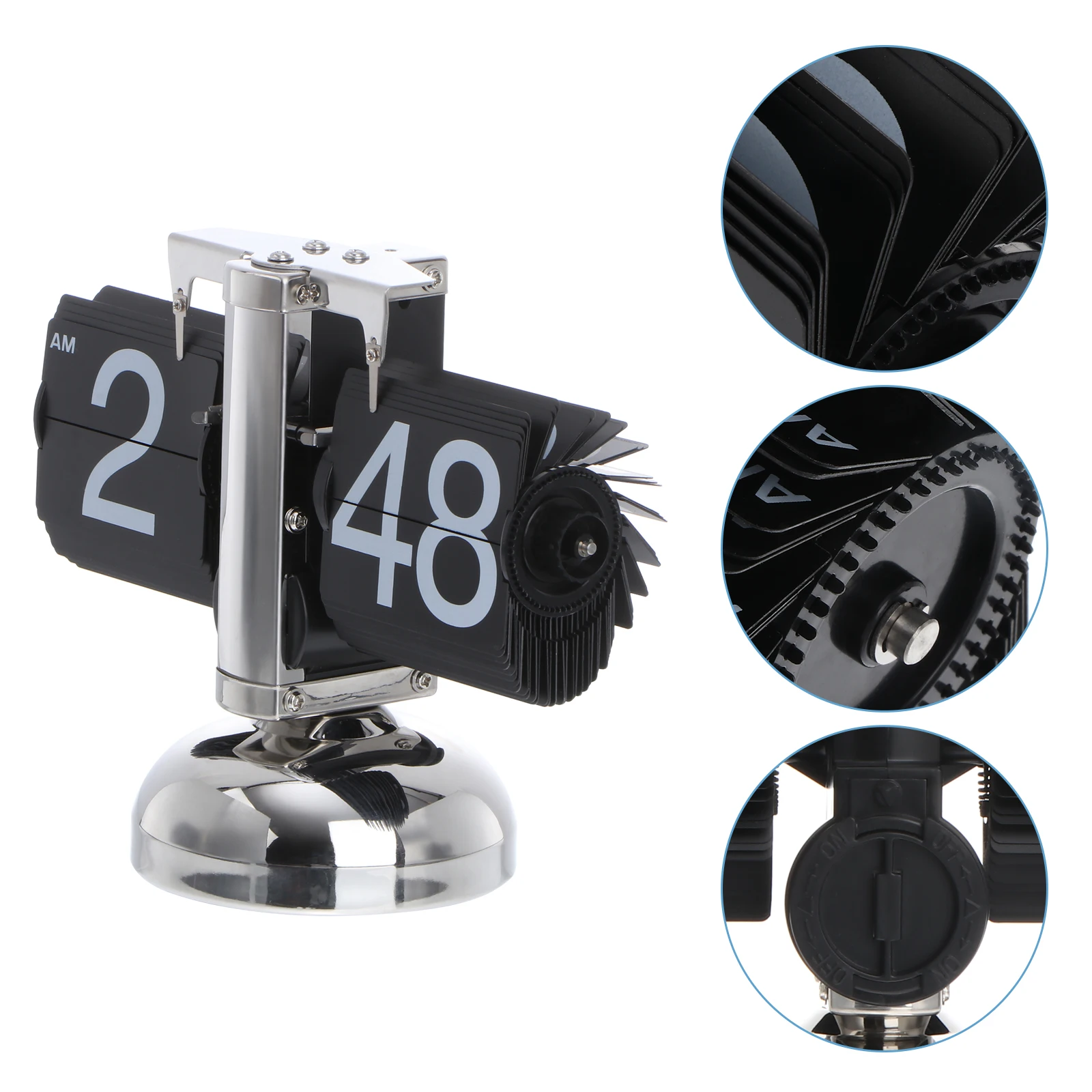 

Automatic Page Turn Clock Retro Quartz Vintage Black Office PVC Metal Large Screen Timepiece Electric Creative Wall Home Use