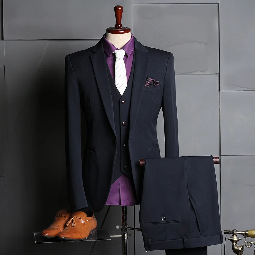 

(52) Men's Casual Suit Three-piece Suit Banquet Wedding Business Casual Groom Dress Suit