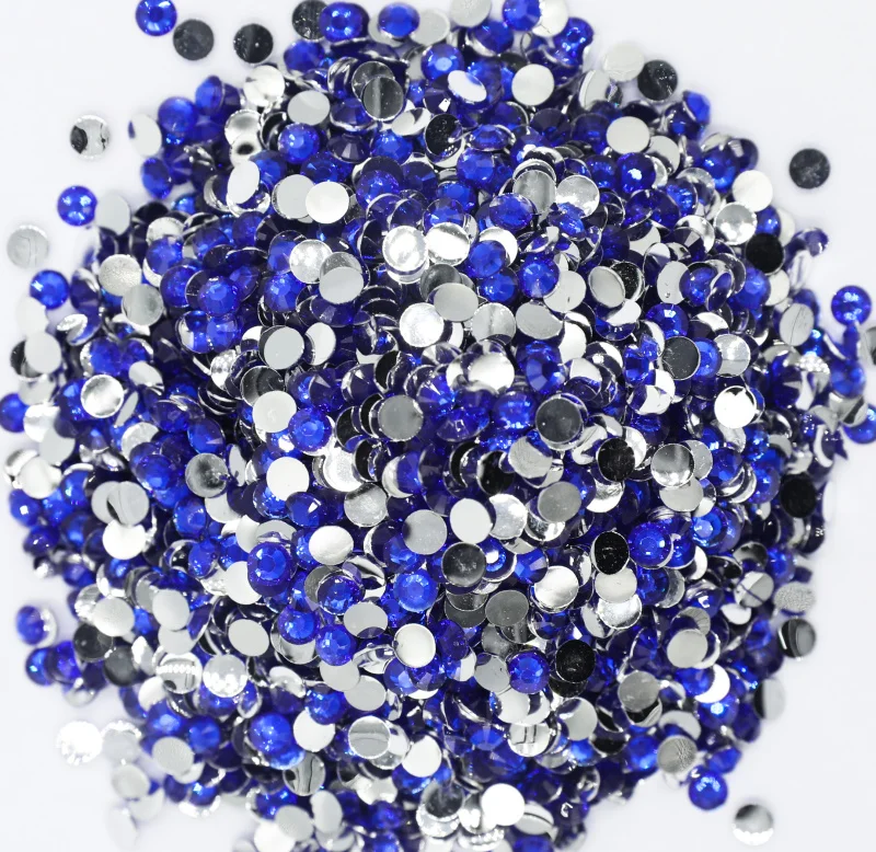 Sapphire Color 3,4,5,6mm  Flatback стразы Resin Non hotfix Rhinestones in Bulk Package Plastic Nail Art Decoration for Garment