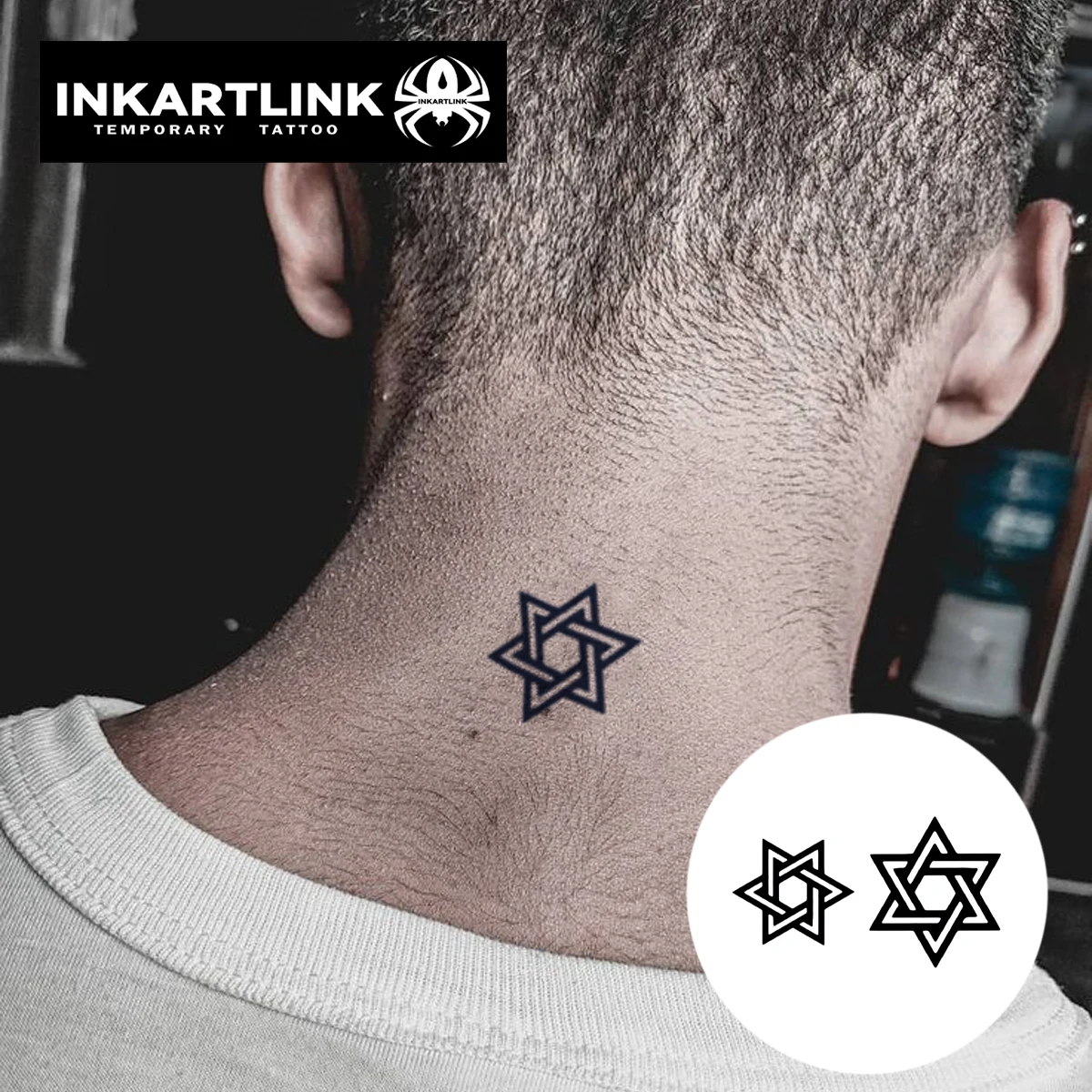 3 pcs Geometric Hexagram Temporary Tattoo,Lasts To 15 Days New Technology Magic Waterproof Semi Permanent Sticker.