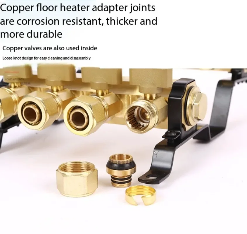 All-copper large flow thickened floor heating water separator Household geothermal floor heating assembly water separator 32mm