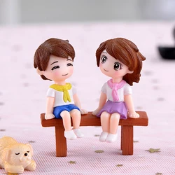 Mini Romantic Couple Figurine Lovers Figures Wedding Dolls Fairy Chair Miniatures Figurines DIY Home Decoration