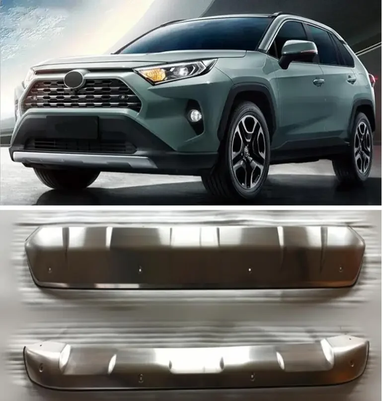 Stainless Steel Front Lip Bumper & Rear Diffuser Protector Guard Skid Plate Cover For Toyota RAV4 RAV 4 2019 2020 2021 2022 2023