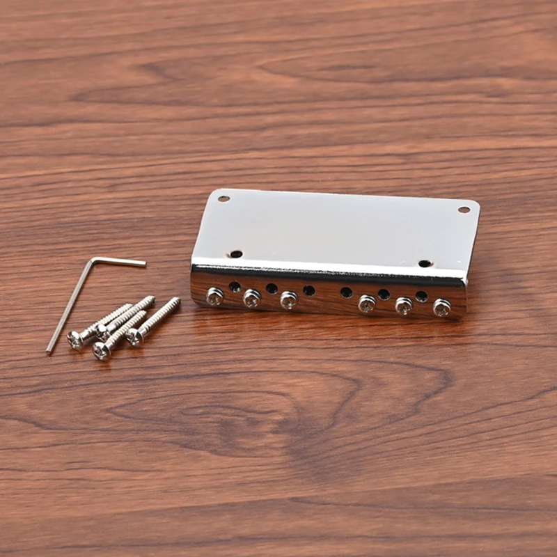  652D Metal Guitar Fixed Hardtail Bridge Roller Saddle Bridge Replacement for 6-String Electric Guitar Bridge Tailpiece