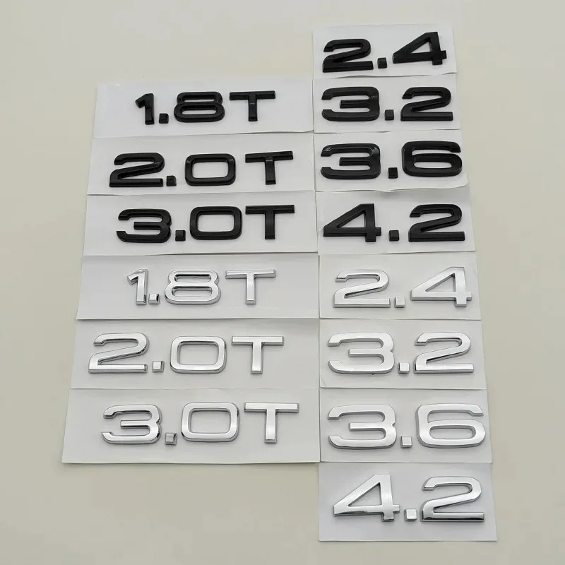 

3D логотип ABS 1,8 т 2,0 т 3,0 т 2,4 3,2 3,6 4,2 эмблема буквы значок на крыло автомобиля боковая наклейка на задний багажник наклейка для аксессуаров Audi
