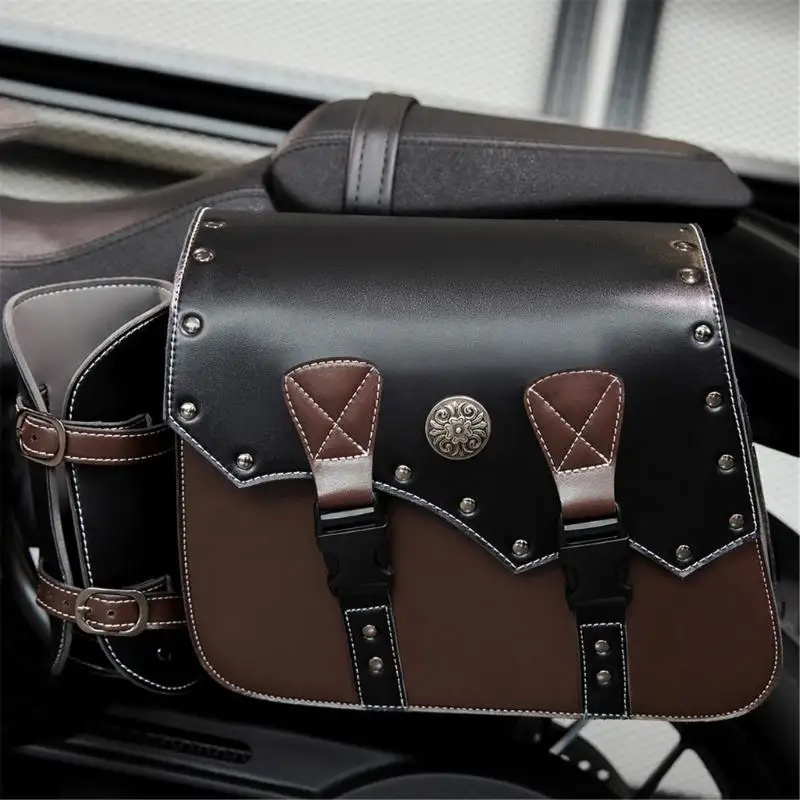 31BC Universal PU Leather Motorcycle Saddlebags Spacious Designs Bag for Bike