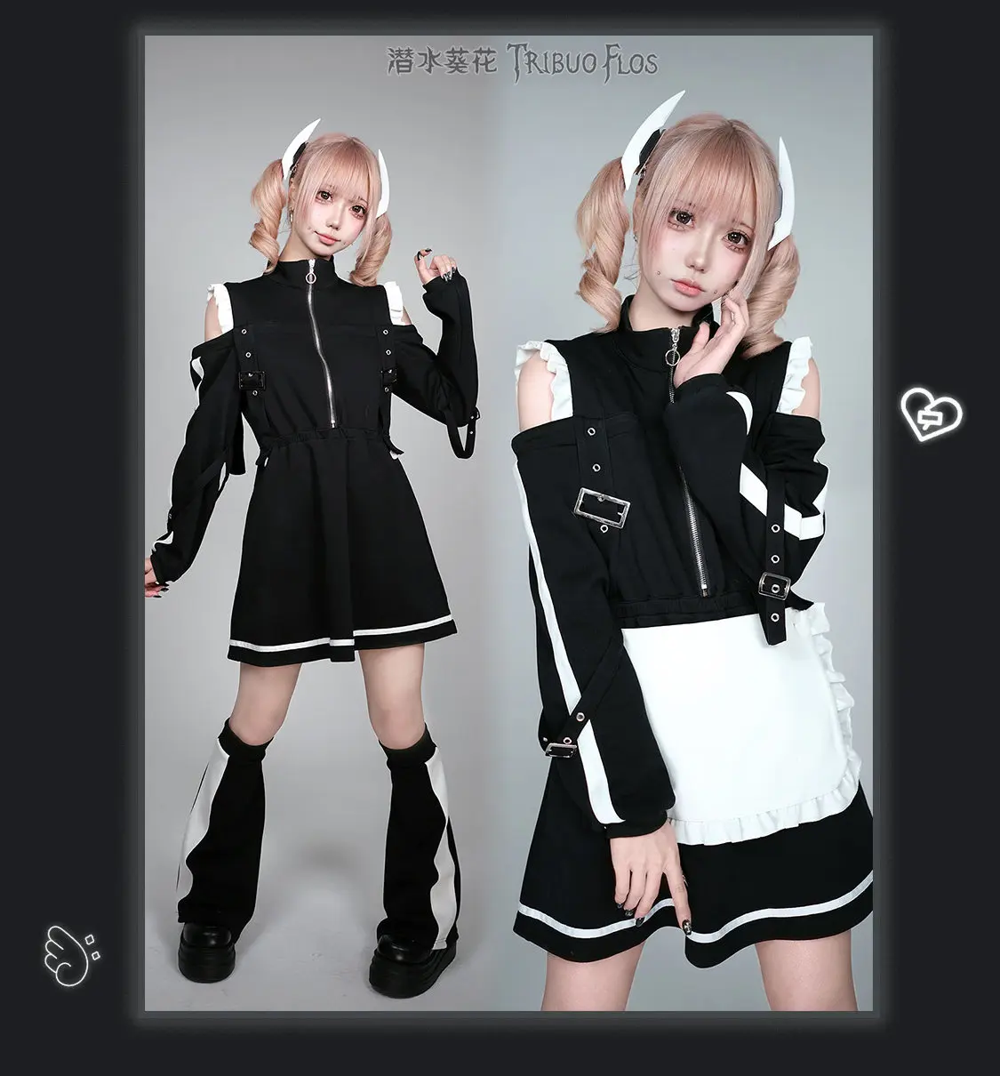 

Original Japanese-style Subculture Sports-style Hoodie Dress for Women 2026 Spring New Go-themed Maid Dress with Leg Warmers Set