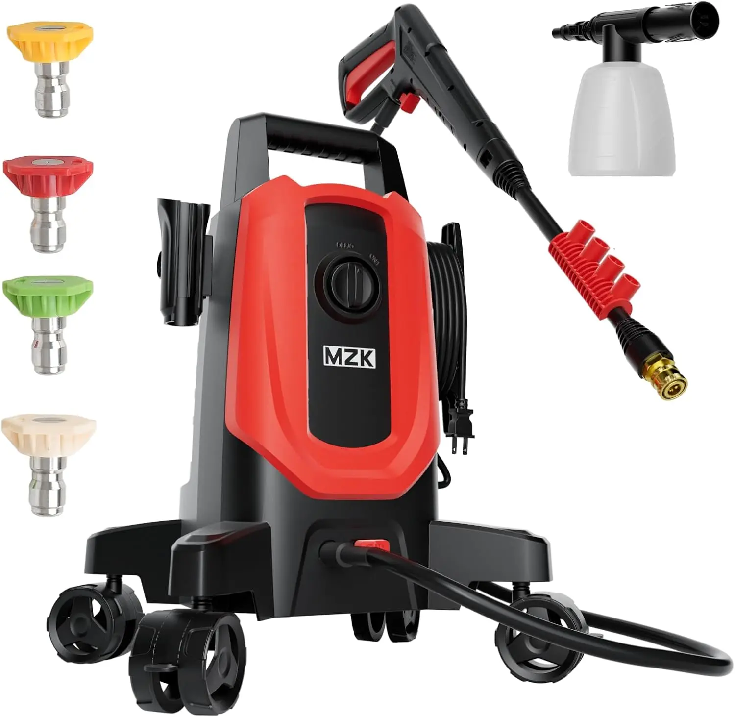 

Electric Pressure Washer, 3.0GPM Power Washer with 360° Lockable Wheels and 4 Quick-Connect Nozzles, Foam Cannon for Easy Replac