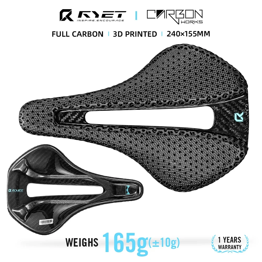 RYET Full Carbon 3D Printed Bicycle Saddle Wide 155/152mm 7*9 120g Bike Seating EVA  Saddle Triathlon Road MTB Cycling Seat