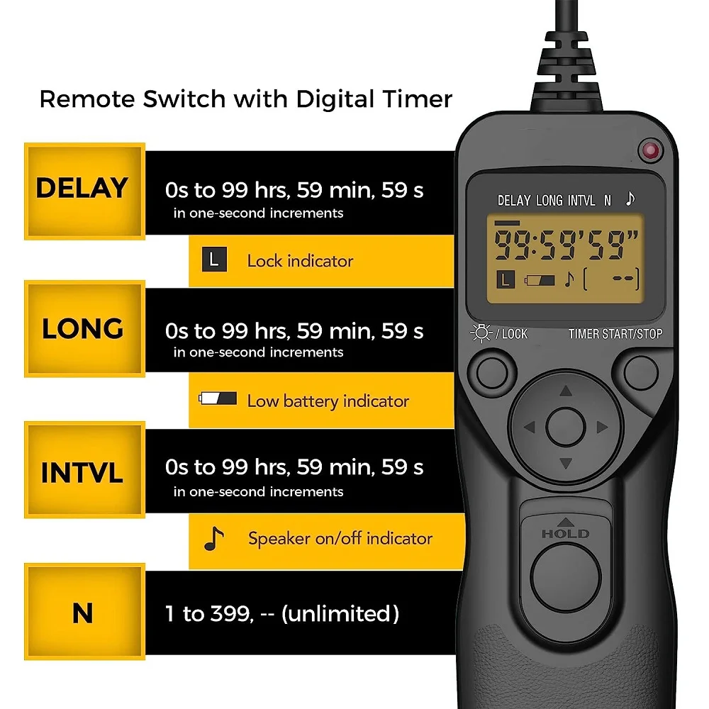 Mcoplus RS-80N3 Timing shutter remote with Intervalometer for Canon EOS R3 R5 R5 C 6DII 7D Mark II 1D C 1D IV 1D III 5DII 5DIII