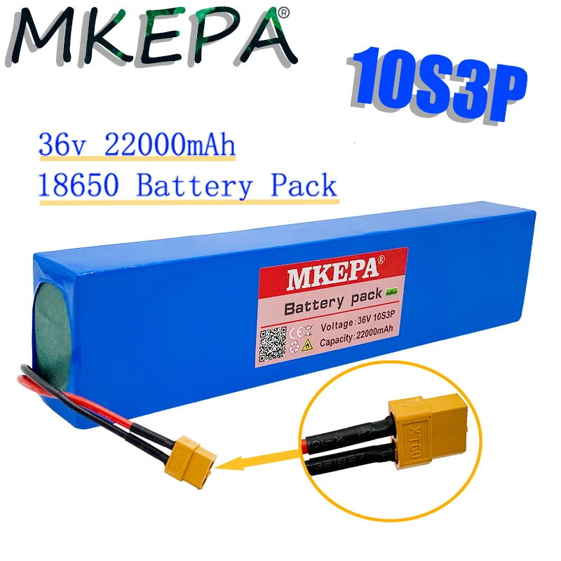 

10S3P 36V22Ah 18650 rechargeable lithium battery pack 10S3P 500W high power 22000mAh large capacity with BMS + XT60 plug