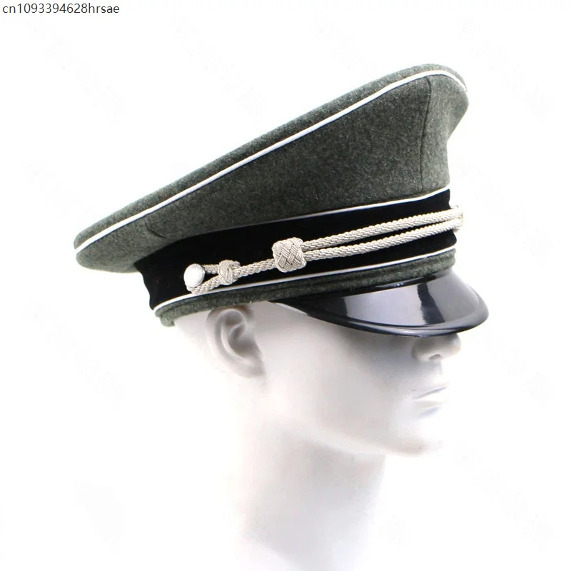

German Style Military Cap for Men Women Vintage Army Officer Hat with Cord Unisex Formal Costume Accessory for Cosplay Party