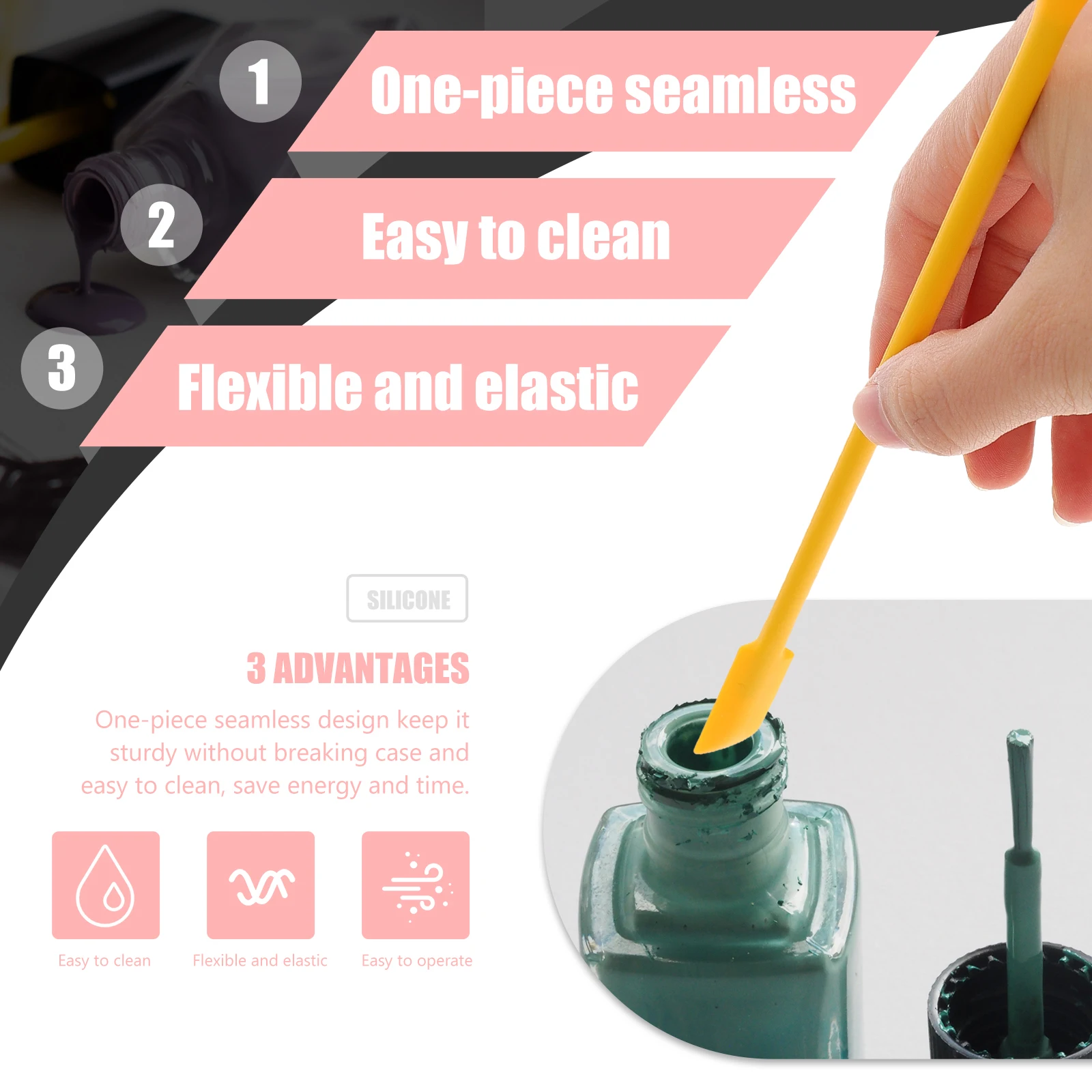 

3pcs Mini Silicone Creative Cosmetics Bottle Scraper Baking Spatula Kitchen Gadget Jar Spatula Long Handle Cream Dessert Jam