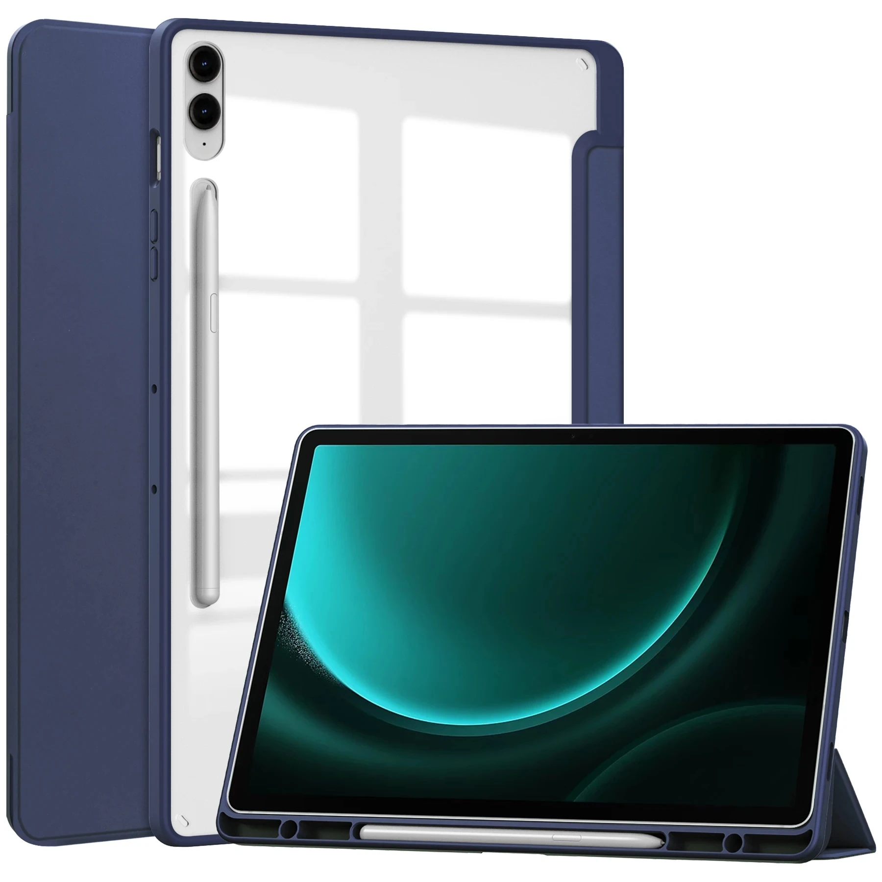 Capa Protetora para Samsung Galaxy Tab S10 Plus S9 FE Plus S8+ S7FE 12.4 polegadas, Traseira Rígida em PC+TPU, Bumper de Silicone à Prova de Choque