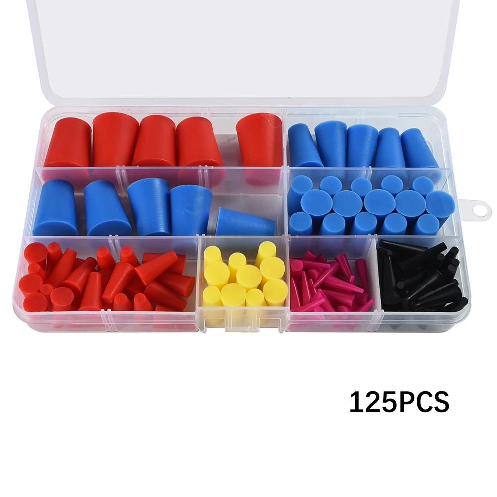 125PCS Silicone Rubber Protective Tapered Plug Assortment Kit, Masking System Kit Perfect For Powder Coating, Painting