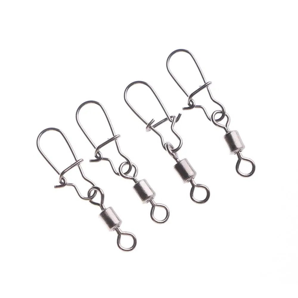 Durable Metal Interlock with Hooked Snap Fishing Hook Fishing Bearing Swivels Tackle Connector