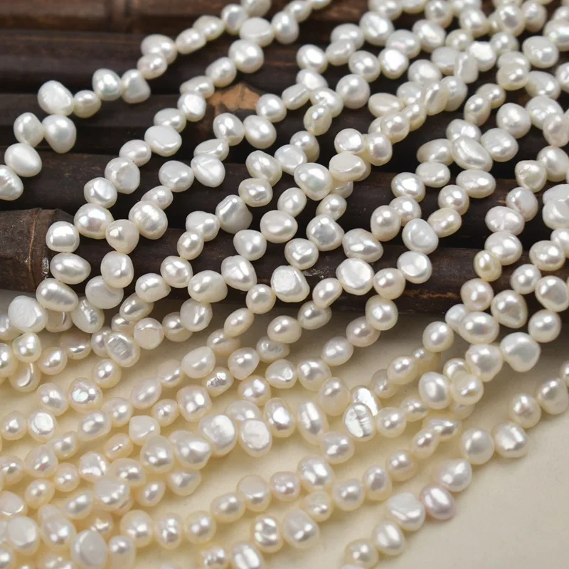 4-5mm White Freshwater Pearls Excellent Quality Petal-Shaped Loose Beads Side Holes Semi-Finished Products for DIY Jewelry