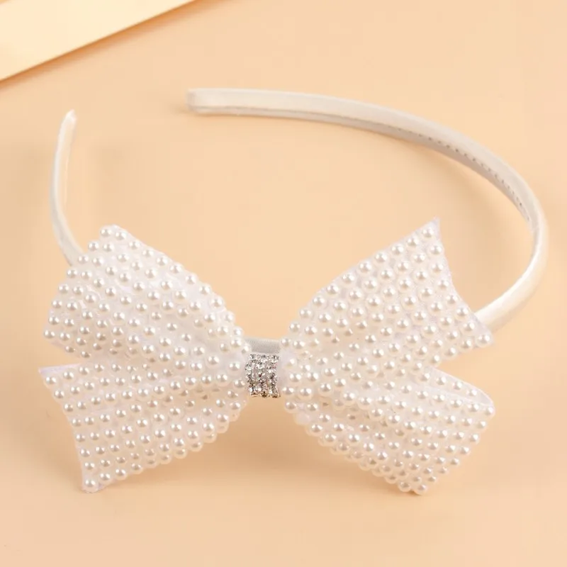 Bow Pearl Headband For Women Girls Hairband White Crystal Rhinestone Head Hoop Hair Bands Head Band Kids Hair Accessories Gift