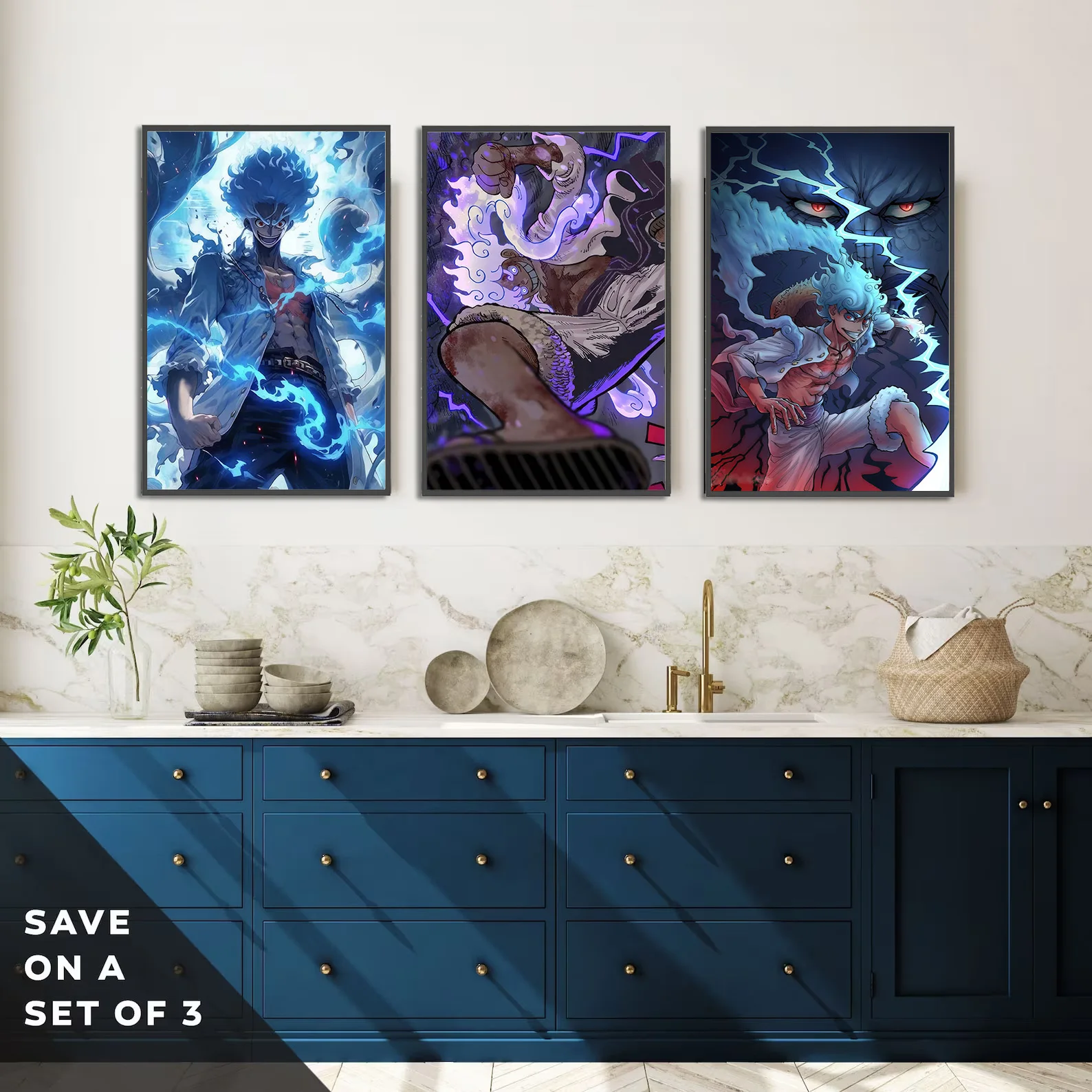 Luffy gear 5 cartaz autoadesivo de uma peça wallpapr desenho animado decoração de casa pintura zoro anime arte de parede clássico sangue quente