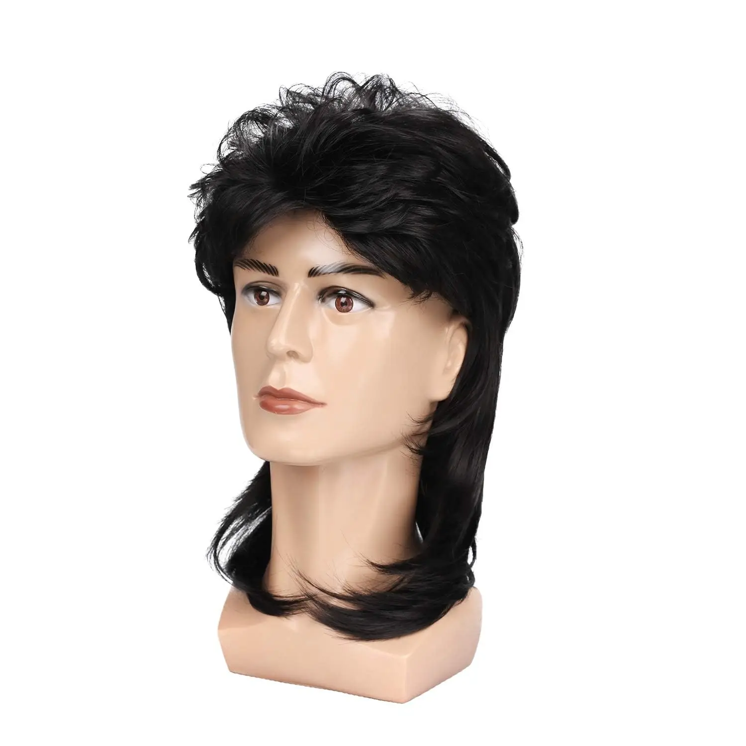 Synthetic Mullet Wig for Men Adult 80s Pop Rock Cosplay Costume Party Accessory Heat Resistant Fiber Funny Hair Daily Wear