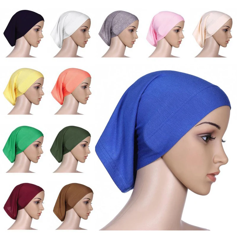 56colors Fashion Women Inner Hijab Tube Muslim Cap Bonnet Plain Islamic Underscarf Bamboo Jersey Undercaps