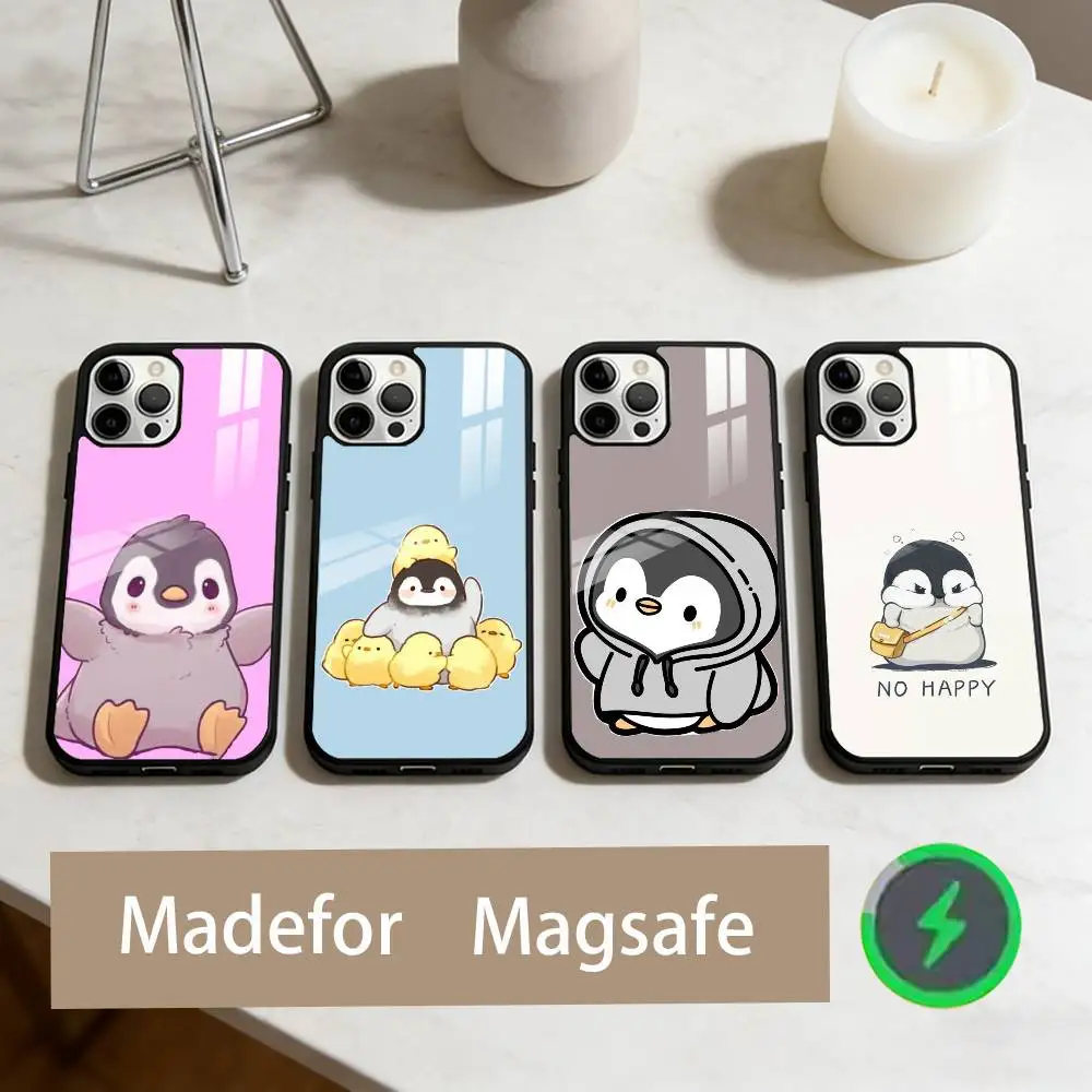 

K-Kawaii Cute Penguin Cartoon Phone Case For iPhone17,16,15,14,13,12,11 Plus,Pro Max Magnetic For Magsafe Wireless Charging