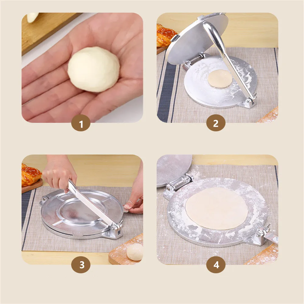 16/20cm DIY Tortilla Press Maker Aluminium Alloy Manual Corn Tortillas Dough Pressing Tools Kitchen Bakeware Cooking Accessories