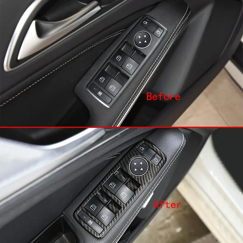 Car Window Control Lift Switch Panel Cover Trim Carbon Fiber For Mercedes-Benz A B C E Class W176 W246 W204 W212 Auto Decoration